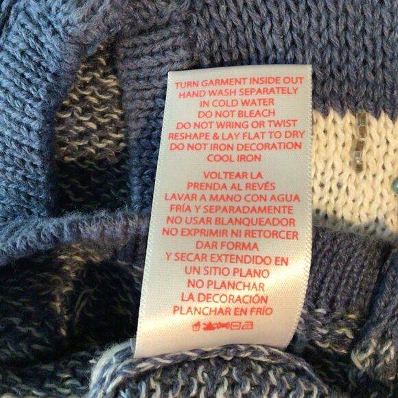 Blue & White SnowFlake Beaded Cardigan Size M - Picture 6 of 9